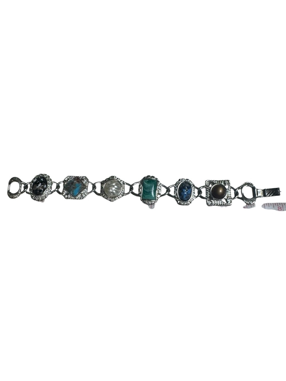 Sarah Coventry Silver Tone Faux Gemstone Panel Bracelet - Picture 8 of 10